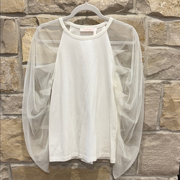 See By Chloe Tops - See By Chloe Elegant White Sheer Sleeve Top XS